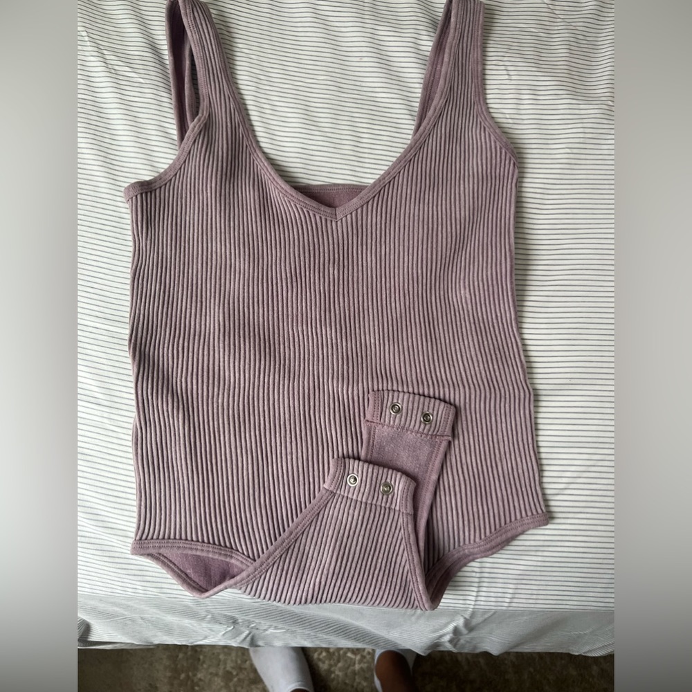 Purple “V NECK” Bodysuit